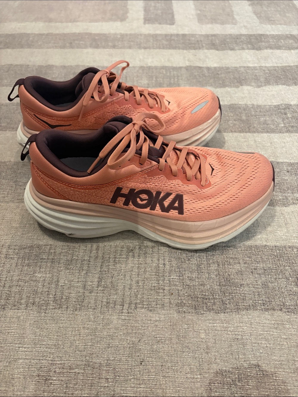 HOKA Women's Bondi 8 Running Shoes -Eartenware/Pink Clay